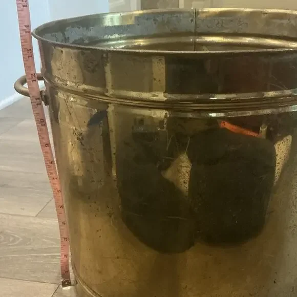 Giant Brass Planter Gold Patina Farmhouse French Country Container Heritage Boho